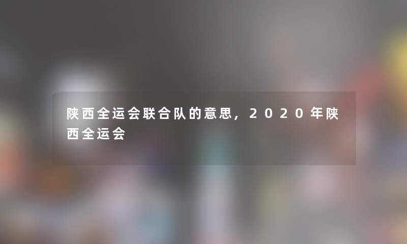 陕西全运会联合队的意思,2020年陕西全运会