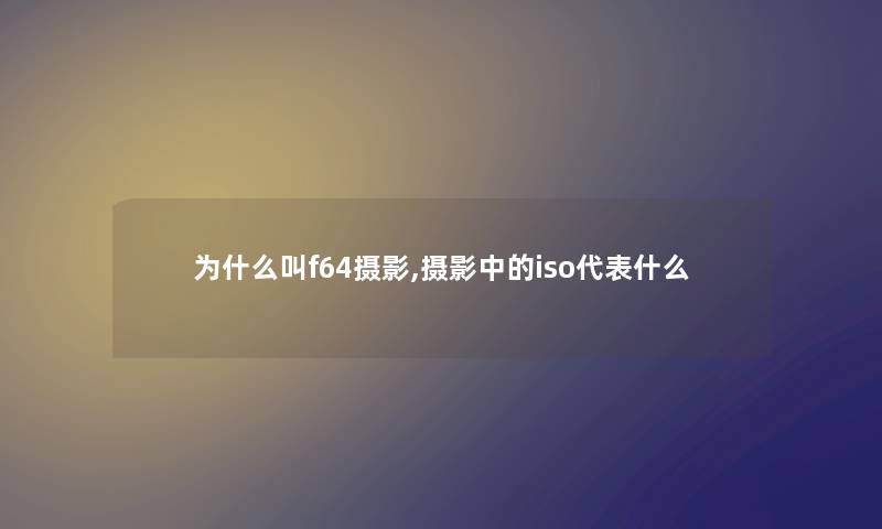 为什么叫f64摄影,摄影中的iso代表什么