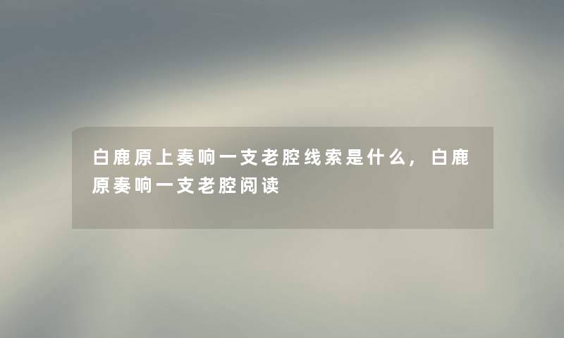 白鹿原上奏响一支老腔线索是什么,白鹿原奏响一支老腔阅读