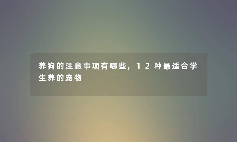 养狗的事项有哪些,12种适合学生养的宠物