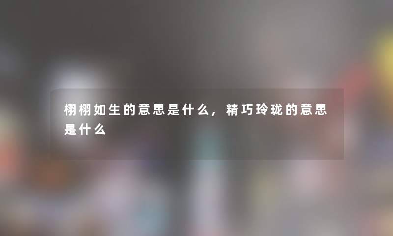 栩栩如生的意思是什么,精巧玲珑的意思是什么