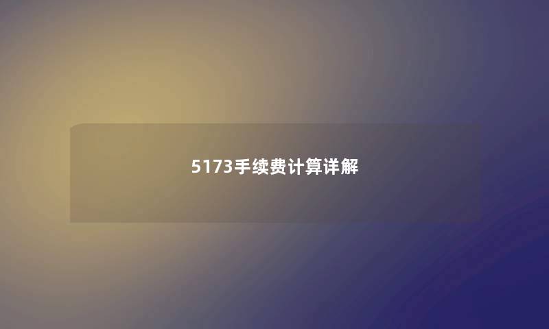 5173手续费计算详解