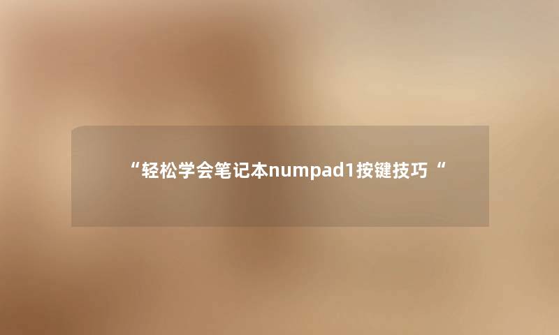 “轻松学会笔记本numpad1按键技巧“