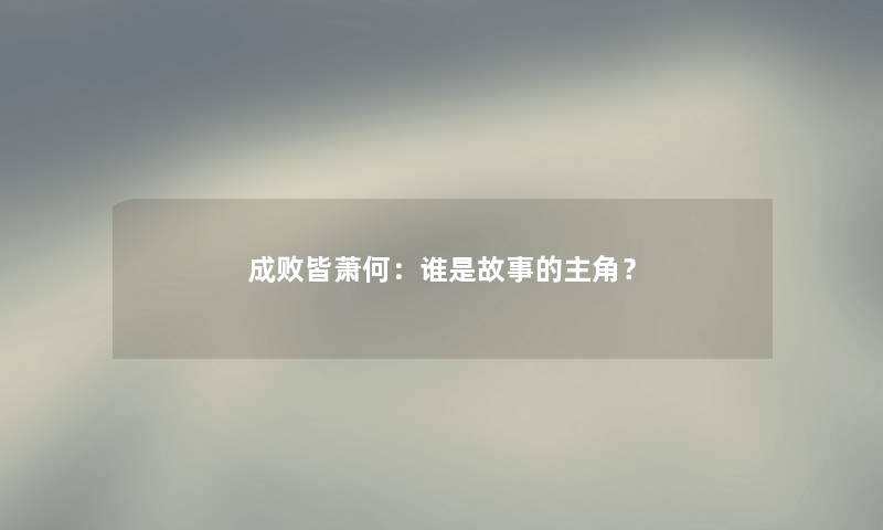 成败皆萧何：谁是故事的主角？