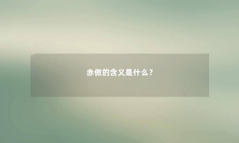 赤傲的含义是什么？