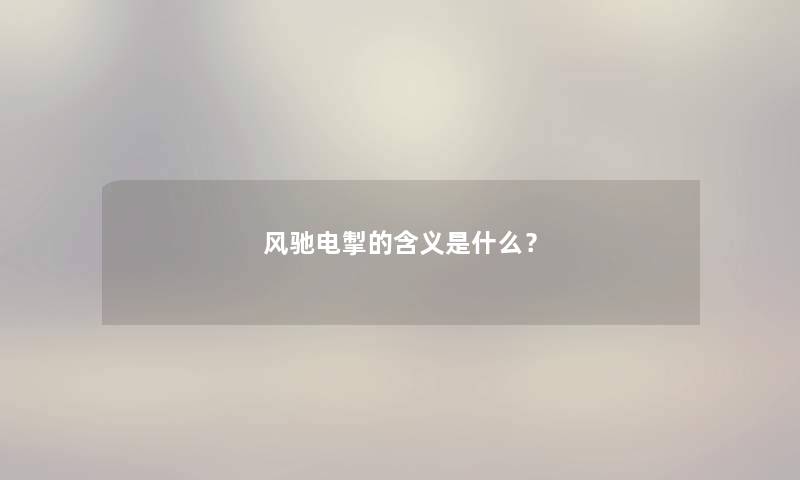 风驰电掣的含义是什么？