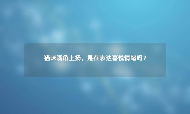 猫咪嘴角上扬，是在表达喜悦情绪吗？