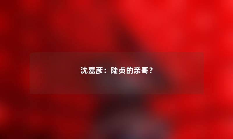 沈嘉彦：陆贞的亲哥？