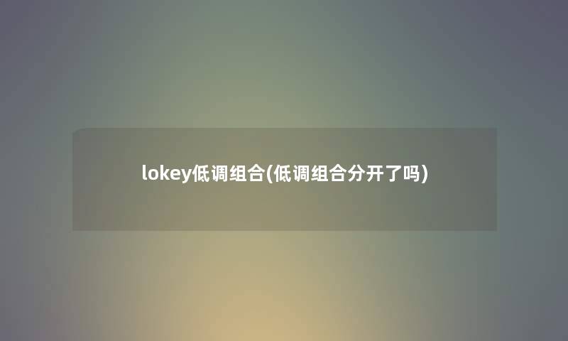 lokey低调组合(低调组合分开了吗)