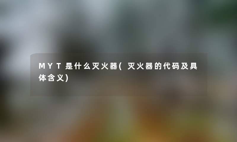 MYT是什么灭火器(灭火器的代码及具体含义)