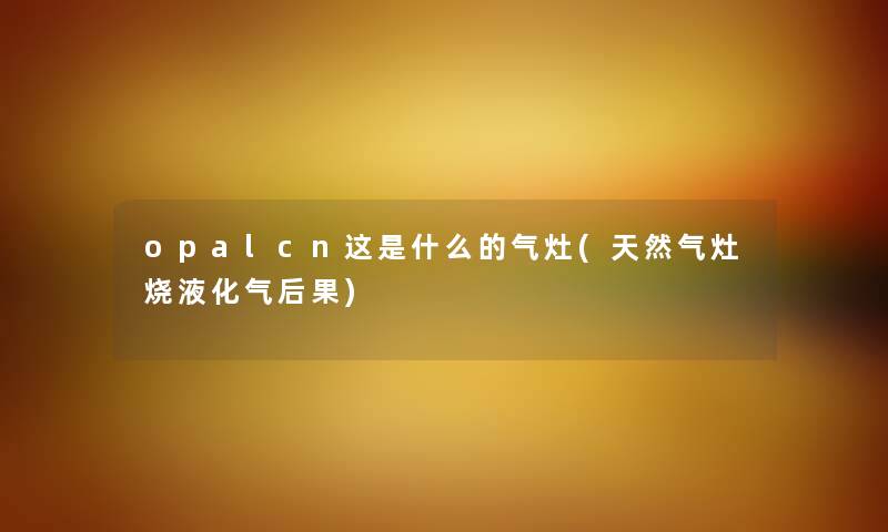 opalcn这是什么的气灶(天然气灶烧液化气后果)