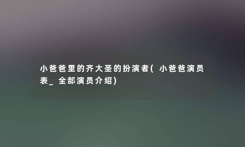 小爸爸里的齐大圣的扮演者(小爸爸演员表_整理的演员介绍)