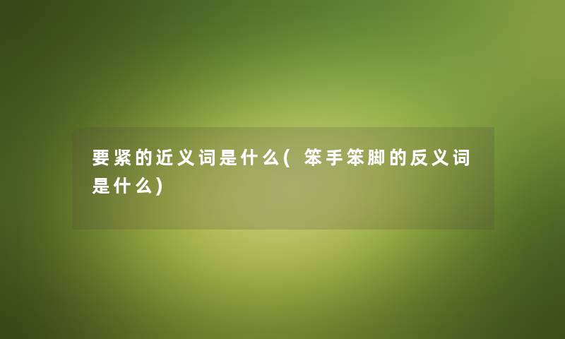 要紧的近义词是什么(笨手笨脚的反义词是什么)