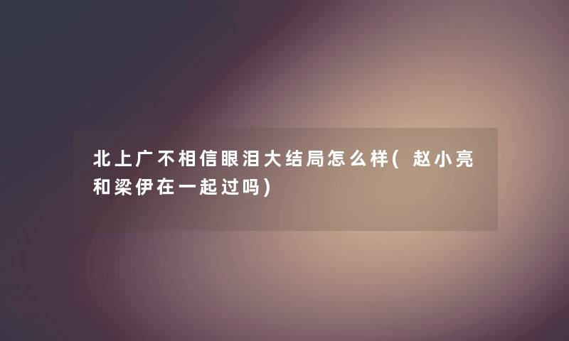 北上广不相信眼泪大结局怎么样(赵小亮和梁伊在一起过吗)