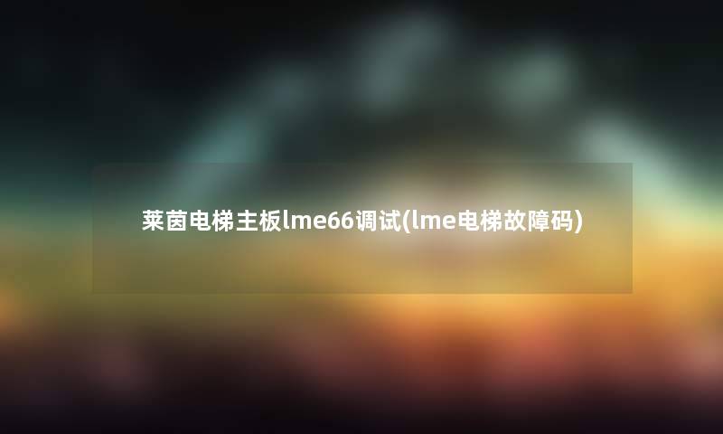 莱茵电梯主板lme66调试(lme电梯故障码)