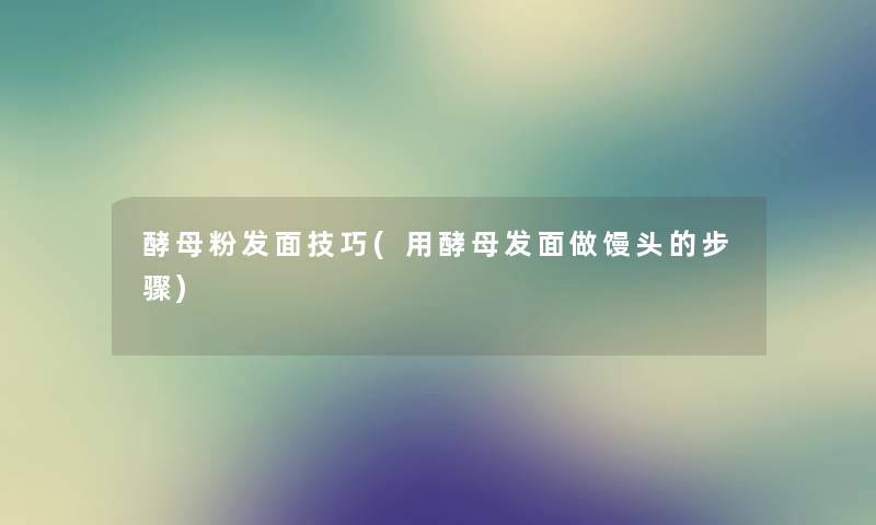 酵母粉发面技巧(用酵母发面做馒头的步骤)