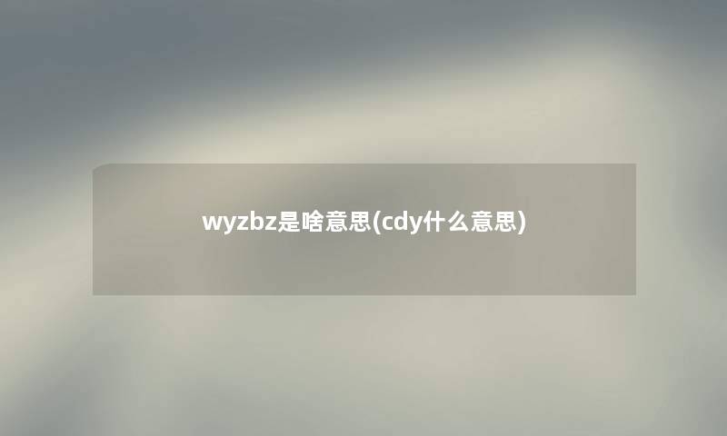 wyzbz是啥意思(cdy什么意思)