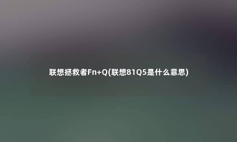 联想拯救者Fn+Q(联想81Q5是什么意思)