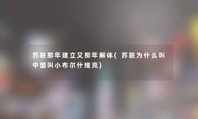 苏联那年建立又那年解体(苏联为什么叫中国叫小布尔什维克)