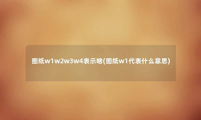 图纸w1w2w3w4表示啥(图纸w1代表什么意思)