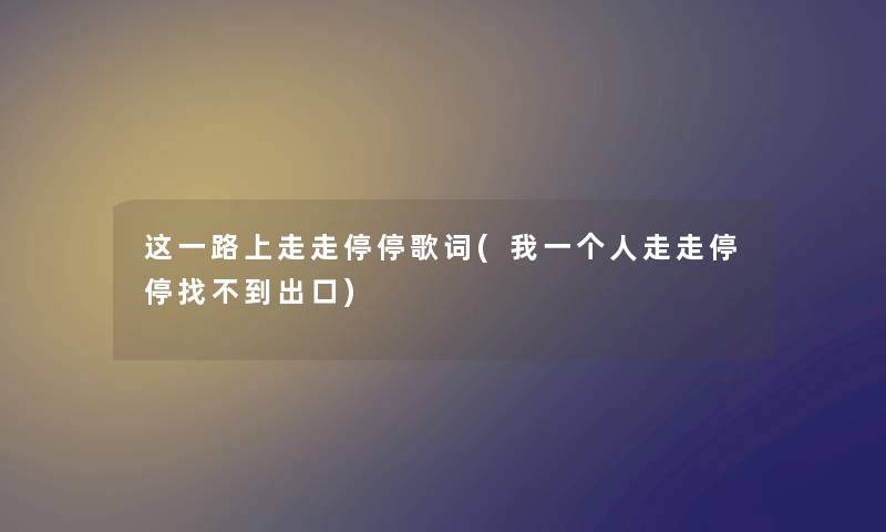 这一路上走走停停歌词(我一个人走走停停找不到出口)