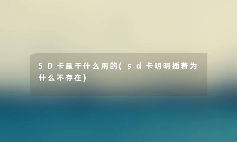 SD卡是干什么用的(sd卡明明插着为什么不存在)