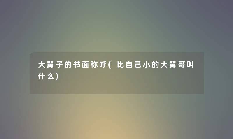 大舅子的书面称呼(比自己小的大舅哥叫什么)