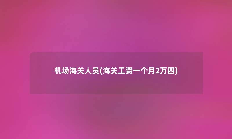 机场海关人员(海关工资一个月2万四)