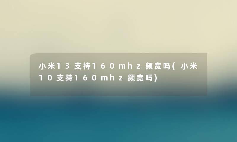 小米13支持160mhz频宽吗(小米10支持160mhz频宽吗)