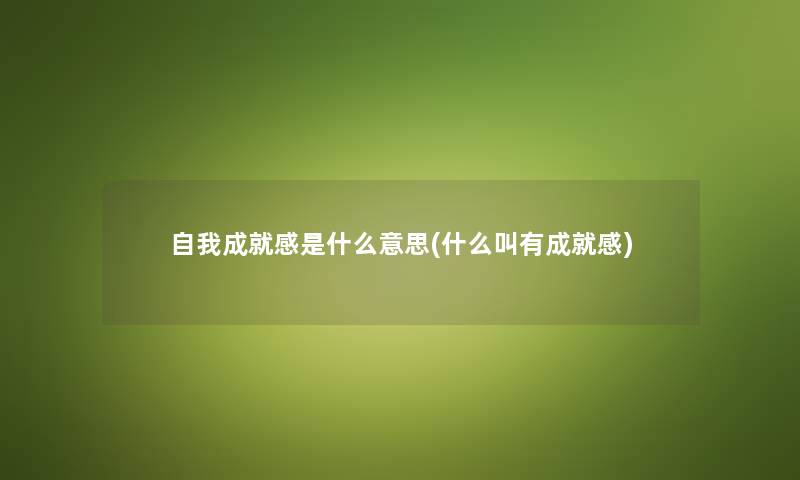 自我成就感是什么意思(什么叫有成就感)