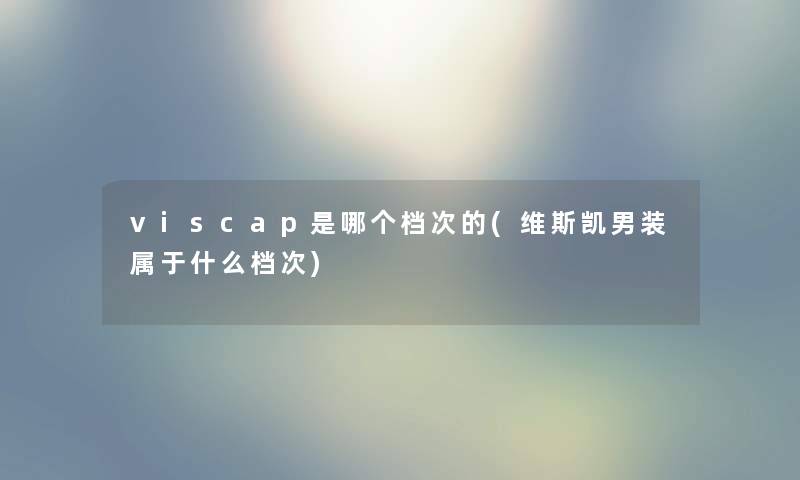 viscap是哪个档次的(维斯凯男装属于什么档次)