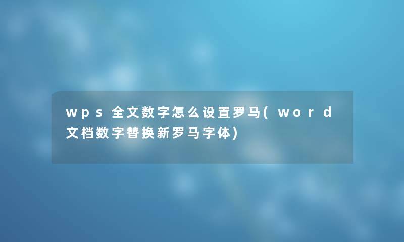 wps我的数字怎么设置罗马(word文档数字替换新罗马字体)