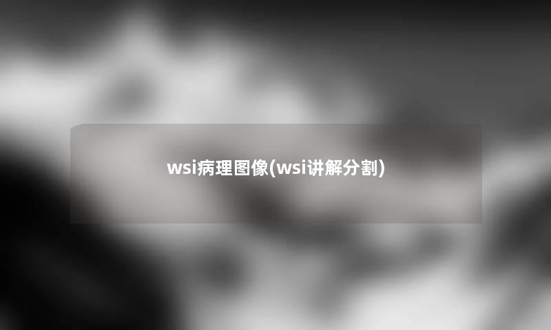 wsi病理图像(wsi讲解分割)