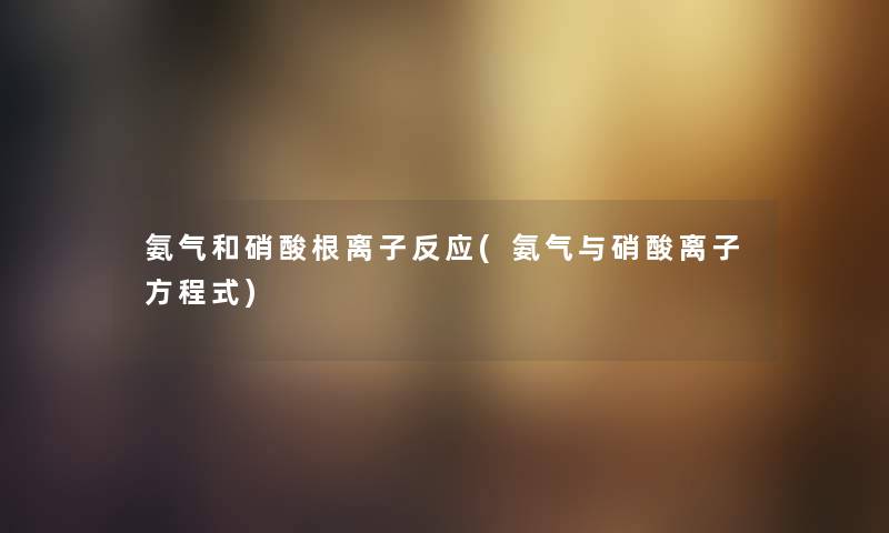 氨气和硝酸根离子反应(氨气与硝酸离子方程式)