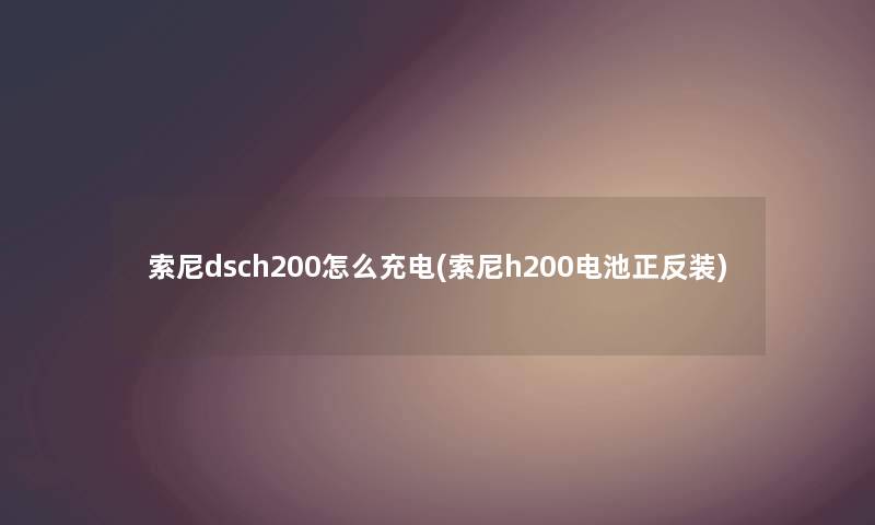 索尼dsch200怎么充电(索尼h200电池正反装)