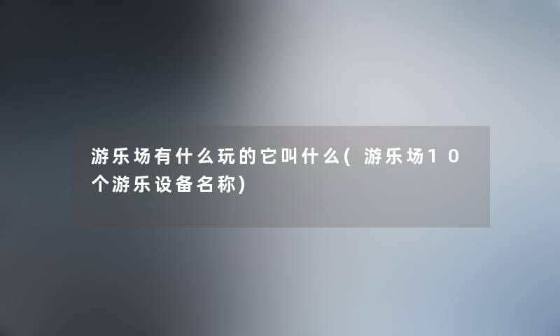 游乐场有什么玩的它叫什么(游乐场10个游乐设备名称)