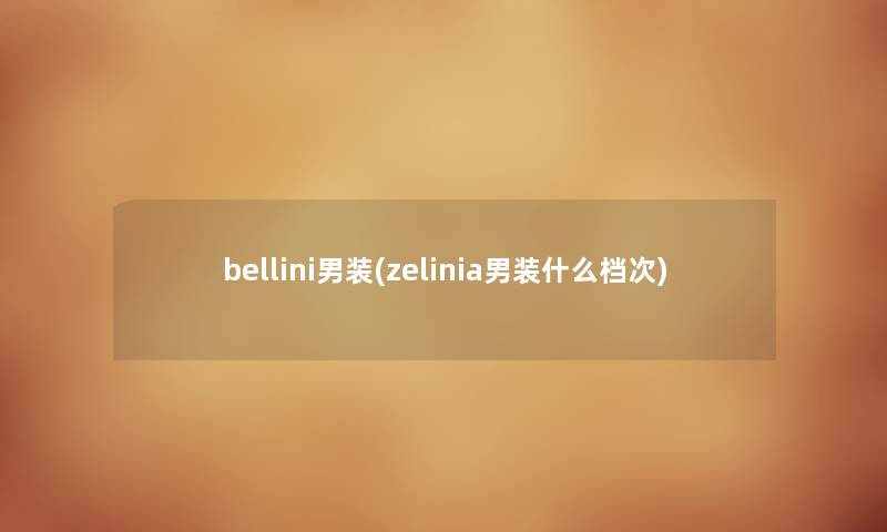 bellini男装(zelinia男装什么档次)