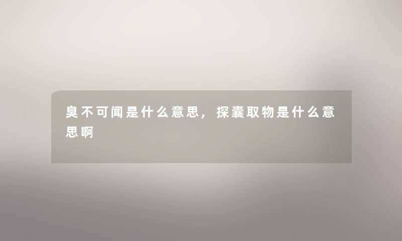 臭不可闻是什么意思,探囊取物是什么意思啊